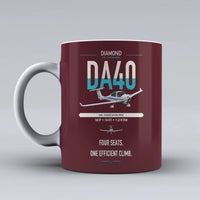Thumbnail for Diamond DA40 design on dark red ceramic mug, double-side print