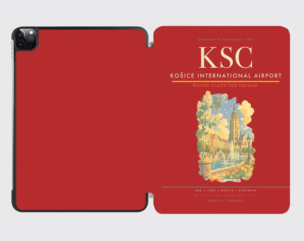 Košice International Airport (KSC) design on red ipad tablet case