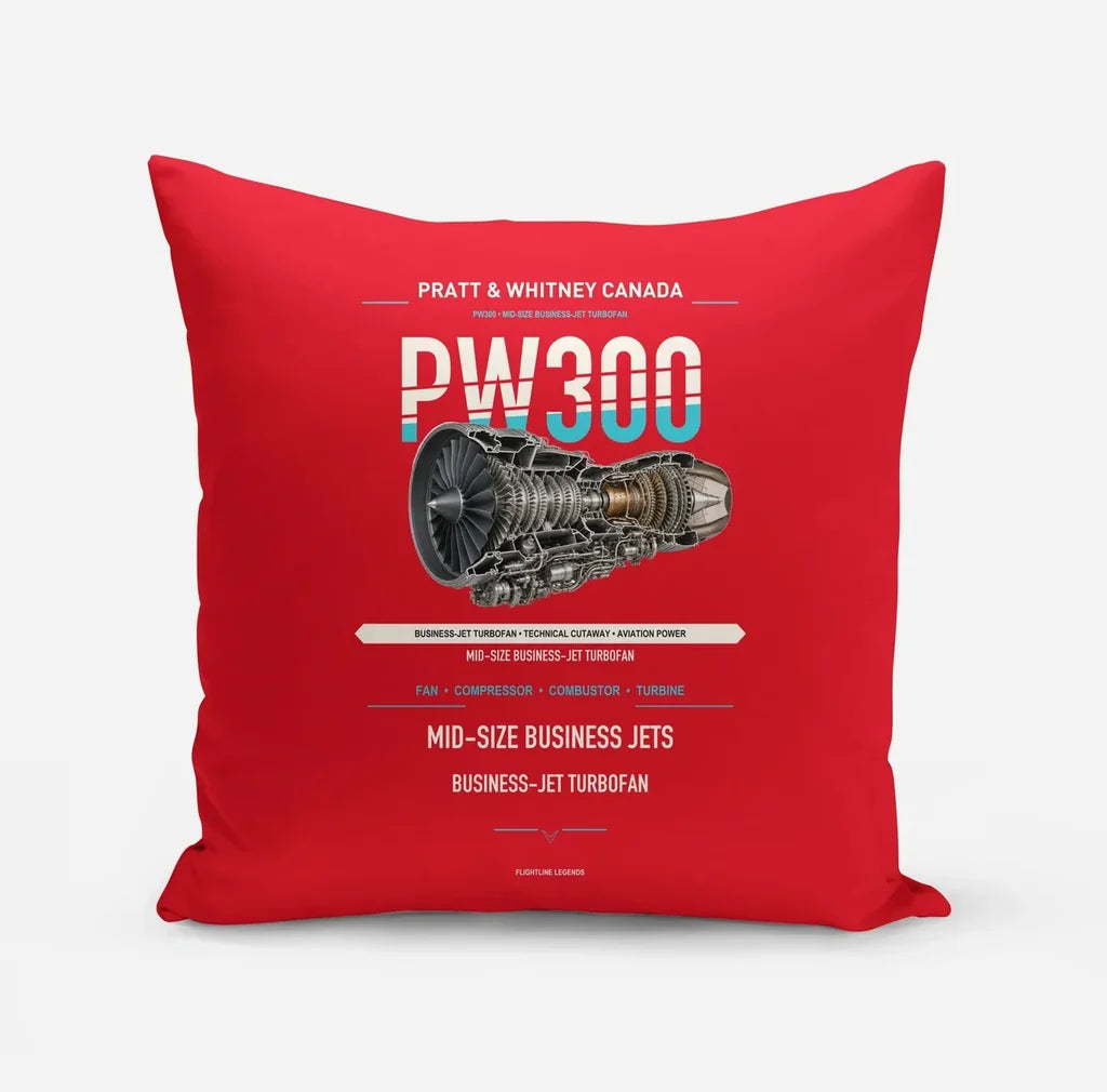 PW300 design on red pillow
