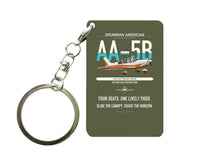 Thumbnail for Grumman American AA-5B Tiger design on green army designed key chain, double-side print