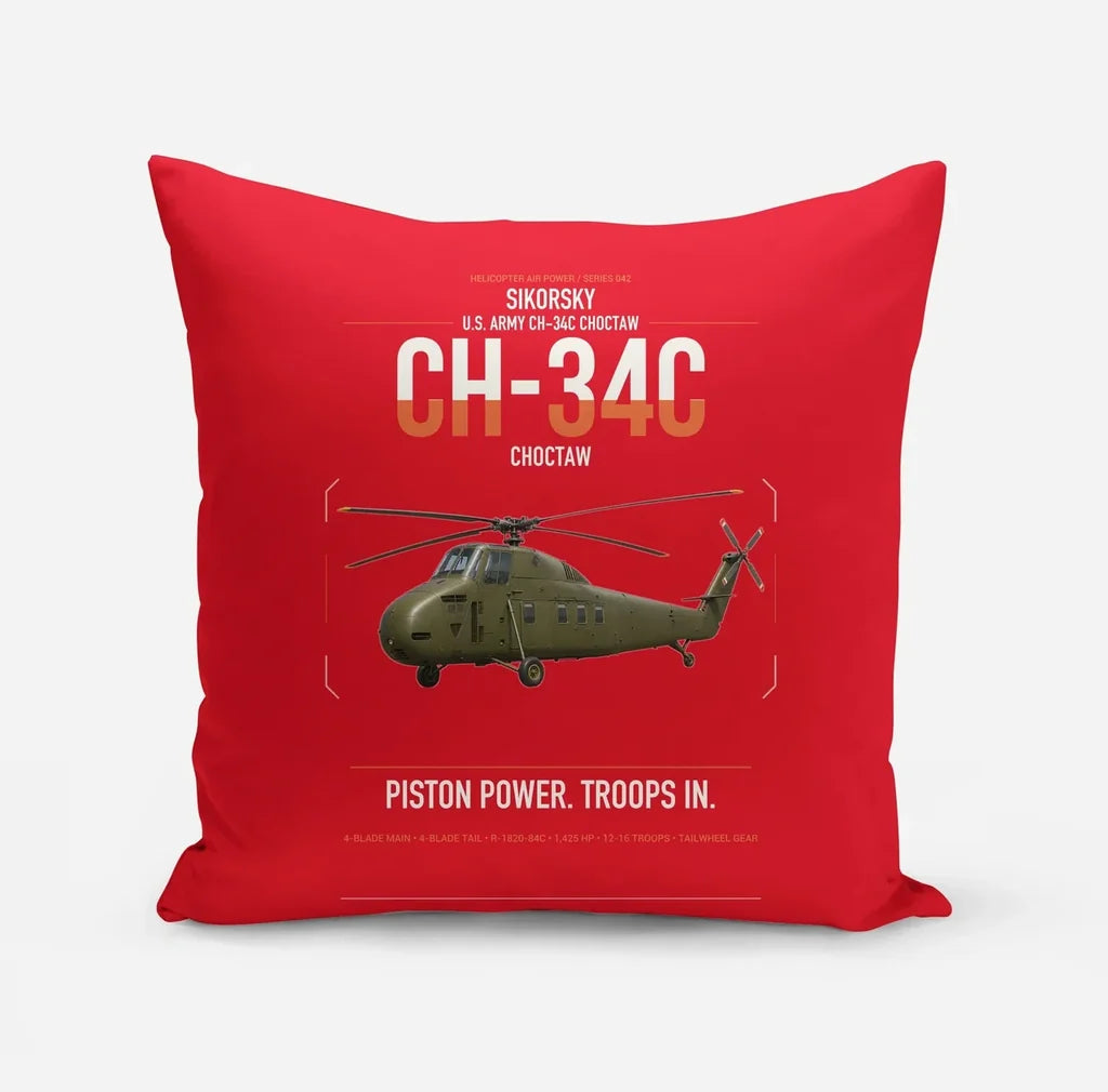 Sikorsky CH-34C Choctaw design on red pillow