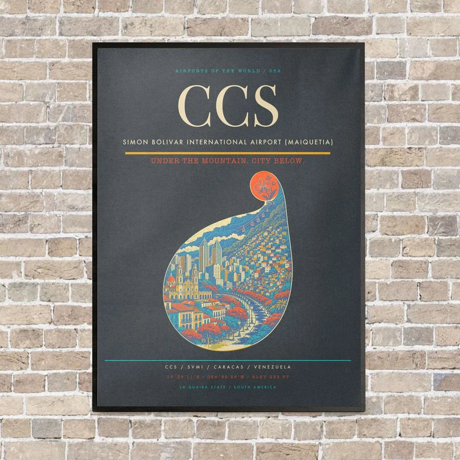 Simon Bolivar International Airport (Maiquetia) CCS - Canvas Framed - Gray