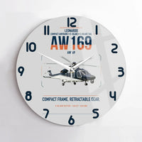 Thumbnail for Leonardo AW169 design on light gray no frame wall clock