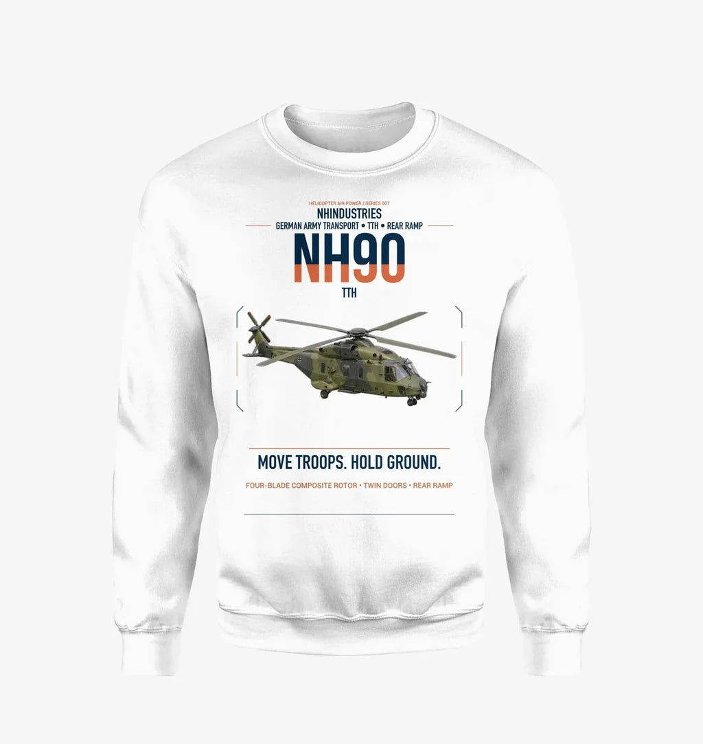 NHIndustries NH90 TTH design on white sweatshirt