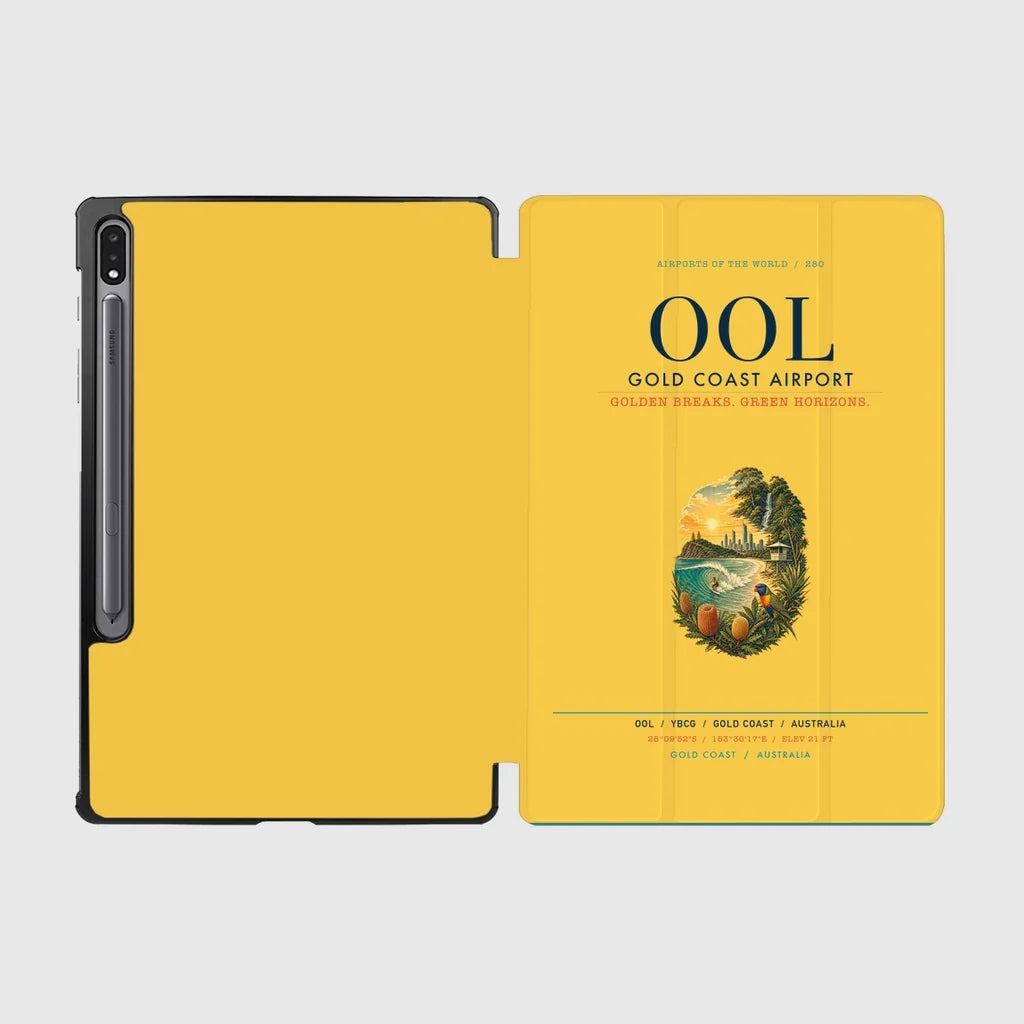 Gold Coast Airport (OOL) design on yellow samsung tablet tablet case