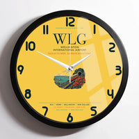 Thumbnail for Wellington International Airport (WLG) design on yellow framed wall clock