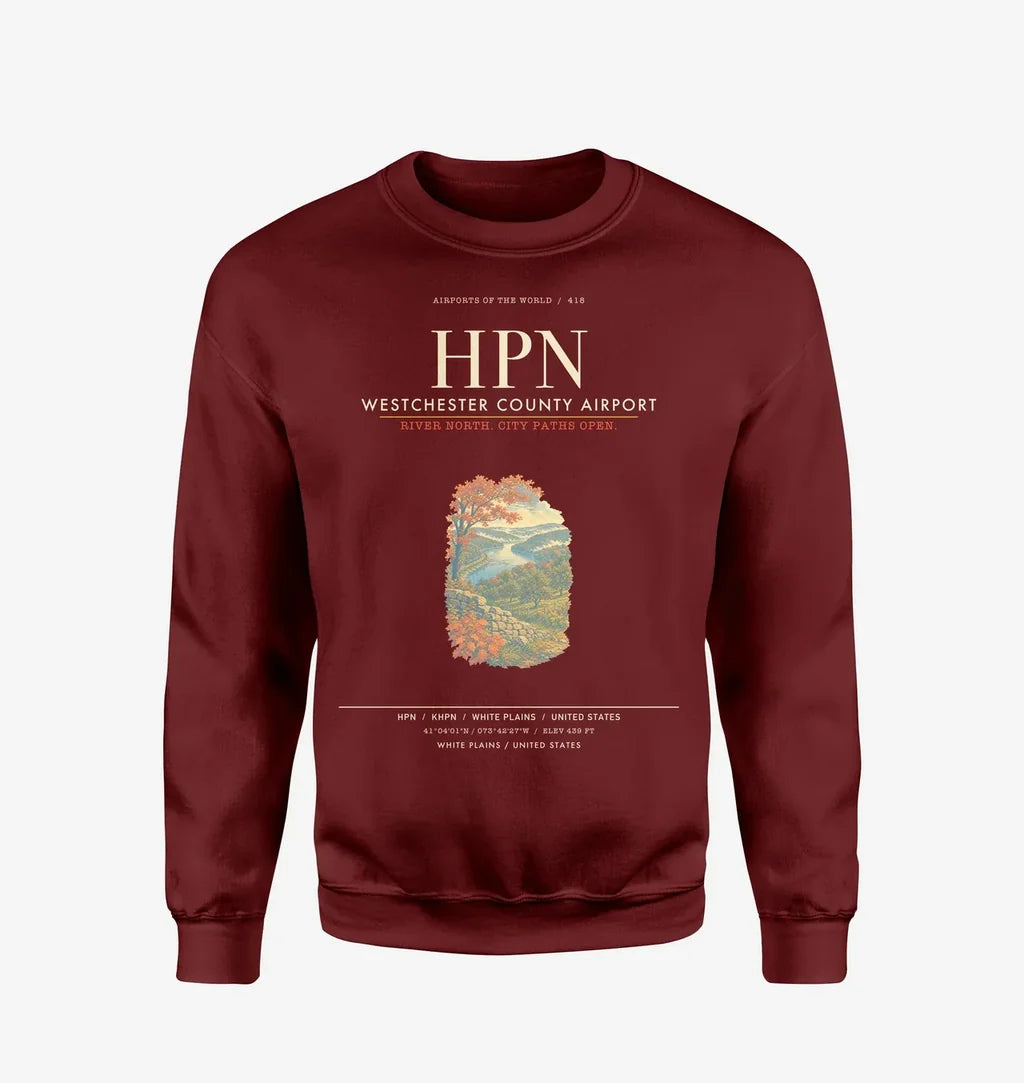 Westchester County Airport HPN Sweatshirt - Wine Red