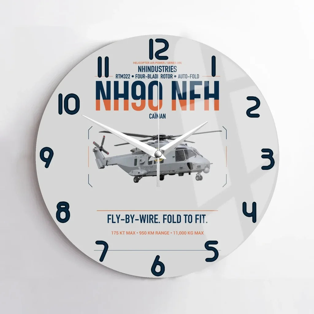 NHIndustries NH90 NFH Caïman design on light gray no frame wall clock