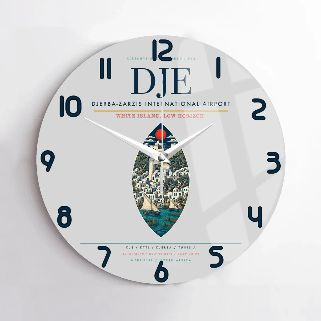 Djerba-Zarzis International Airport (DJE) design on light gray no frame wall clock