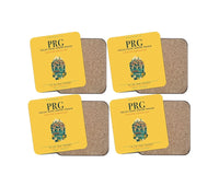 Thumbnail for Václav Havel Airport Prague (PRG) design on yellow 4 pieces set coaster