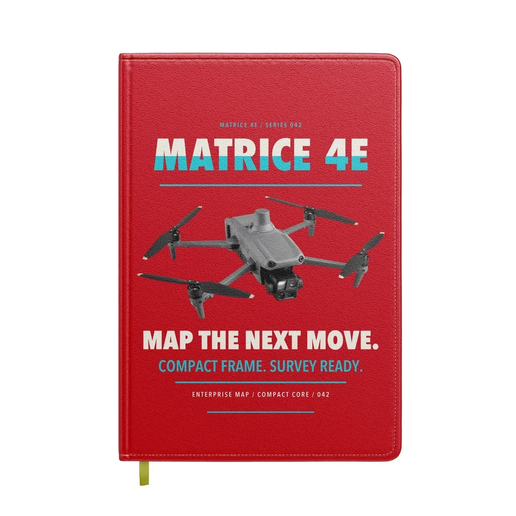 DJI Matrice 4E design on red notebook