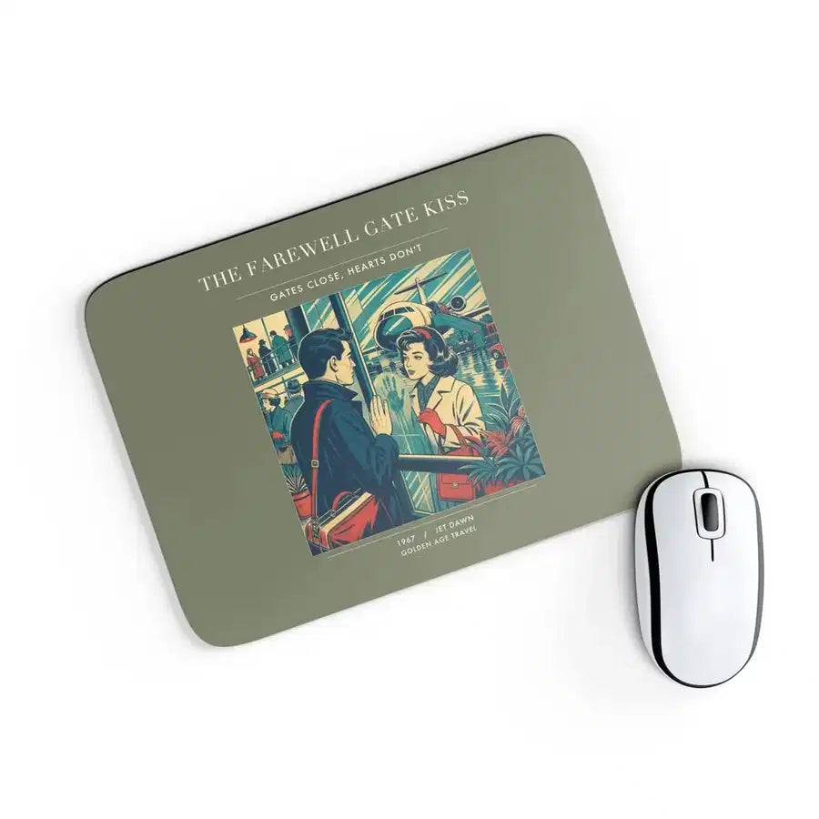 VINTAGE G4380 - The Farewell Gate Kiss - Designed Mouse Pads design on greenarmy rectangle