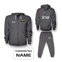 Thumbnail for The McDonnell Douglas F18 Zipped Hoodie - Dark Gray + Name (Customizable)