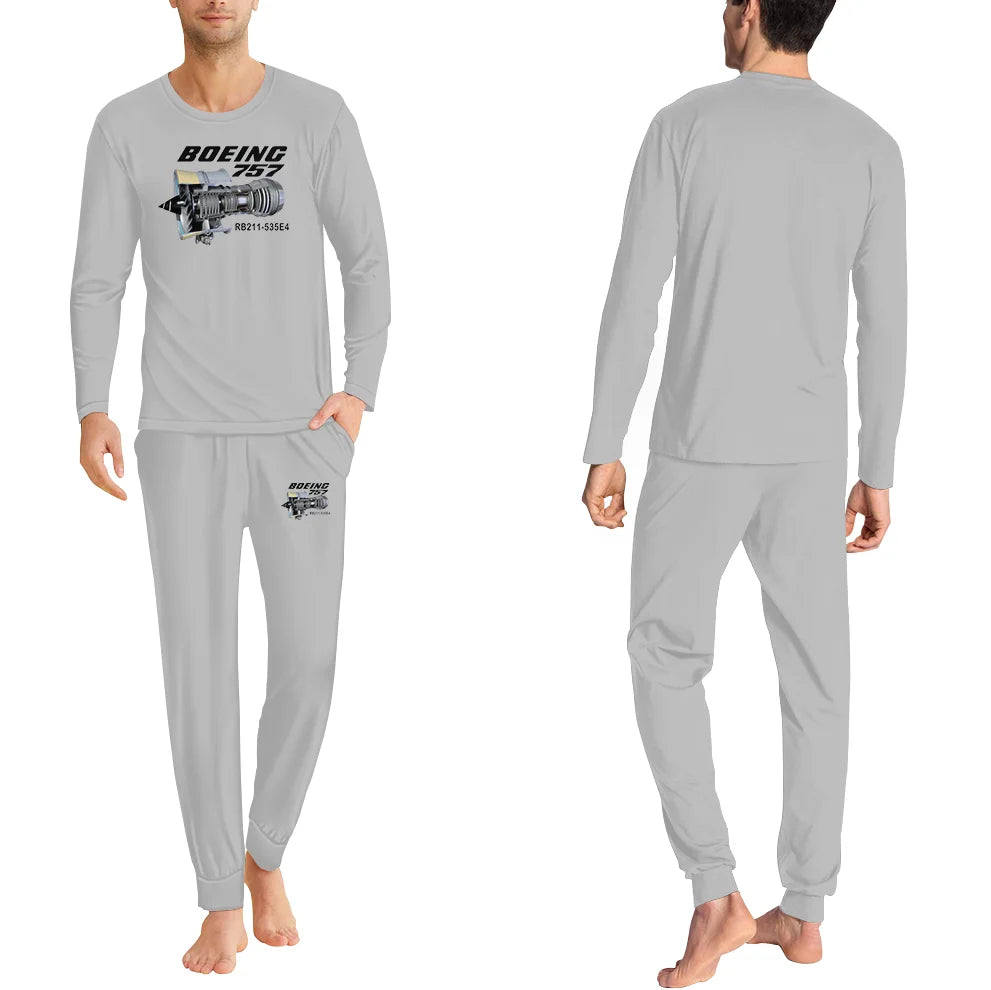 Boeing 757 & Rolls Royce Engine (RB211) men pajamas - Light Gray