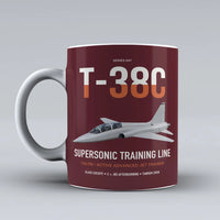 Thumbnail for T-38C Talon design on dark red ceramic mug, double-side print