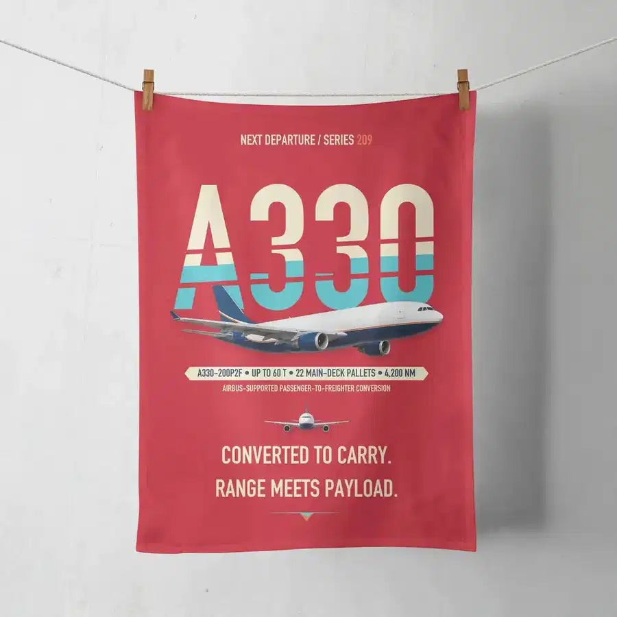 Airbus A330-200P2F design on red towel