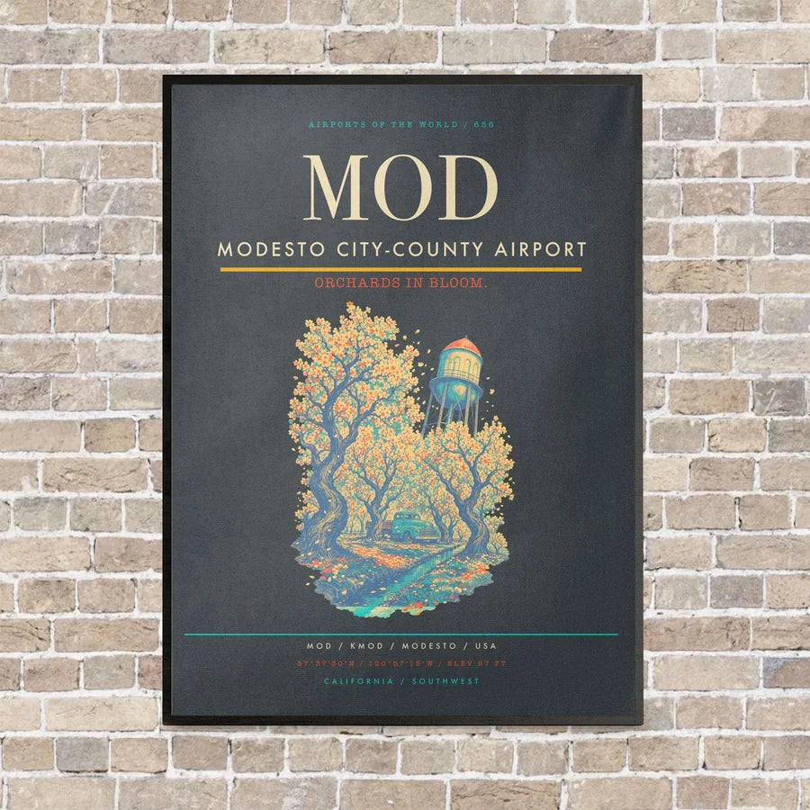 Modesto City-County Airport MOD vertical canvas print - framed - gray background