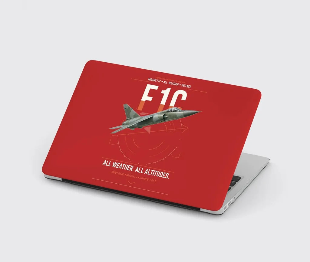 Dassault Mirage F1C design on red MacBook case