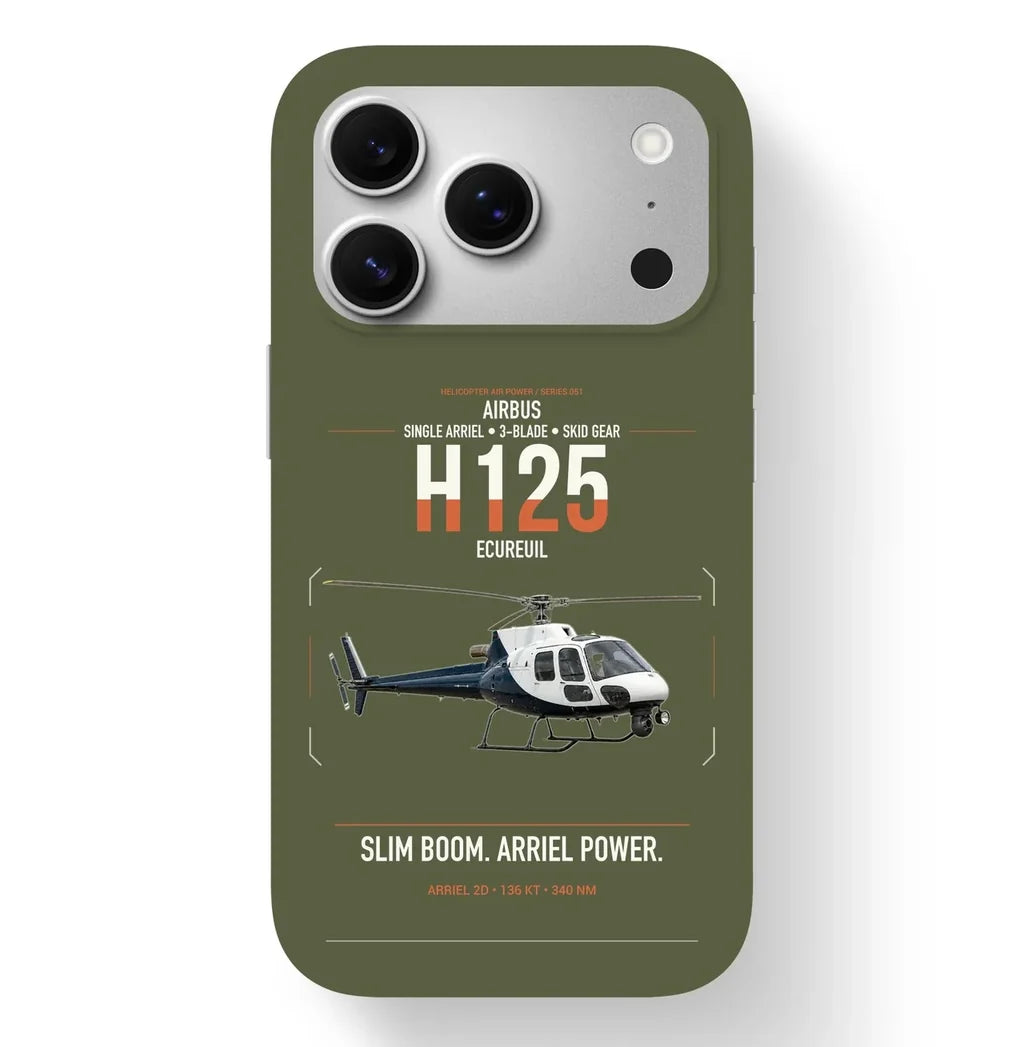 Airbus H125 design on green army magsafe iphone case, for iPhone 17 Pro