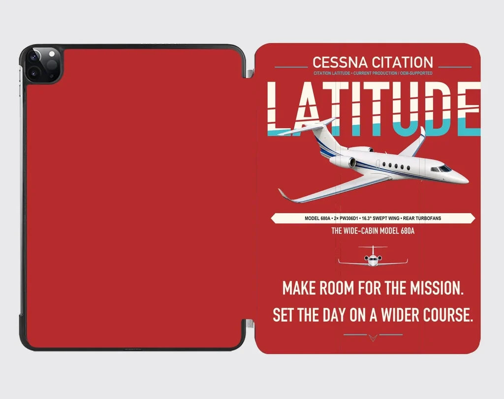 Cessna Citation Latitude design on red ipad tablet case