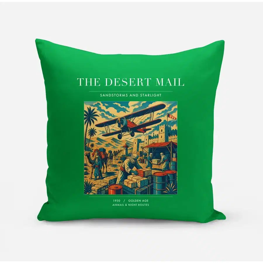 VINTAGE G4020 - The Desert Mail - Designed Pillows design on green