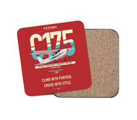 Thumbnail for Cessna 175 Skylark design on red 1 piece coaster