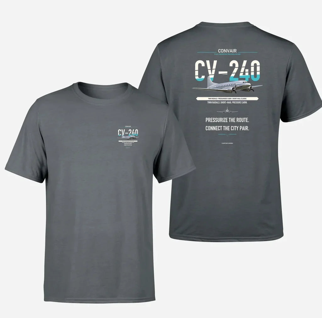 Convair CV-240 design on gray t shirt