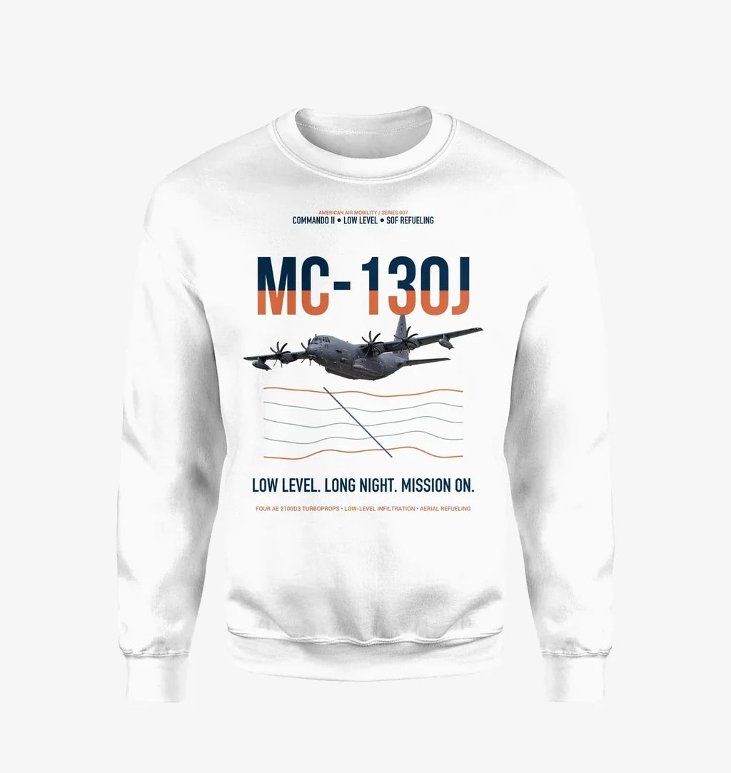 MC-130J COMMANDO II design on white sweatshirt