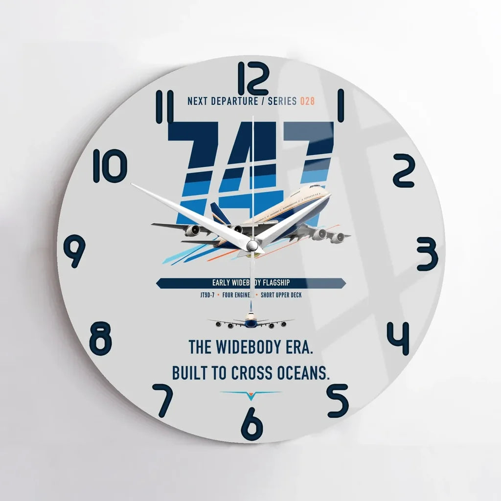 Boeing 747-200B design on light gray no frame wall clock
