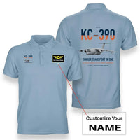 Thumbnail for Embraer KC-390 Millennium design on light blue+name double-side polo t-shirt, double-side print