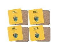 Thumbnail for Helsinki Airport (HEL) design on yellow 4 pieces set coaster