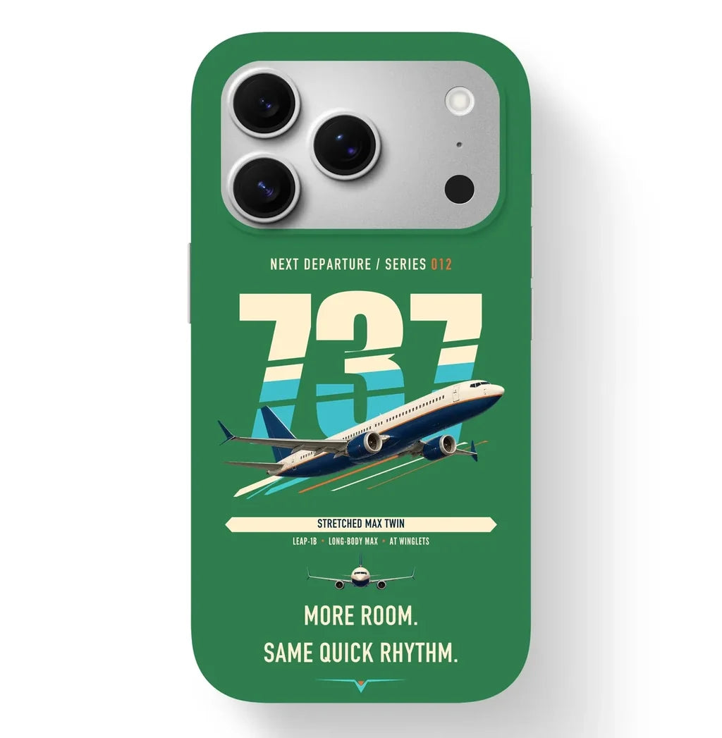 Boeing 737 MAX 9 design on green magsafe iphone case