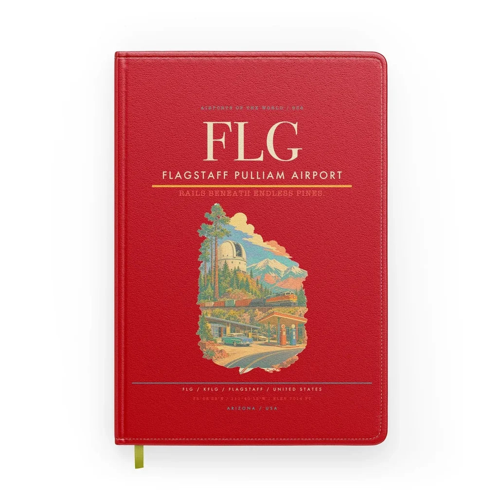 Flagstaff Pulliam Airport (FLG) design on red notebook