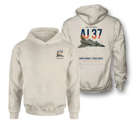 Thumbnail for Saab AJ 37 Viggen design on khaki double-side hoodie, double-side print