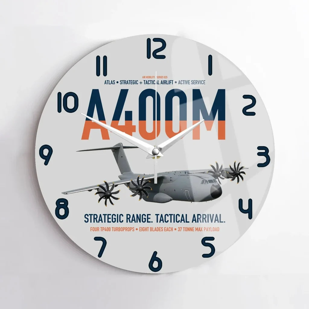 Airbus A400M Atlas design on light gray no frame wall clock