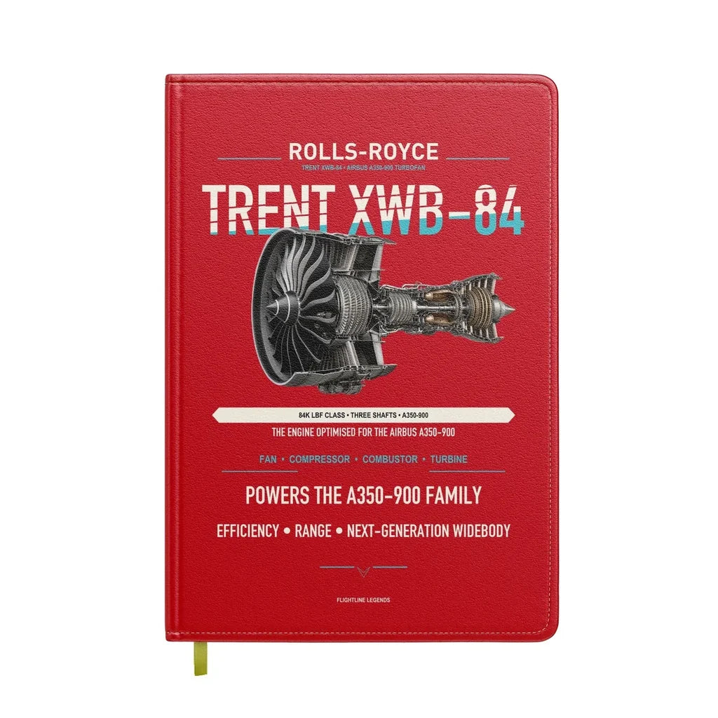 TRENT XWB-84 design on red notebook