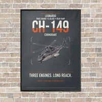 Thumbnail for Leonardo CH-149 Cormorant vertical canvas print - framed - gray background