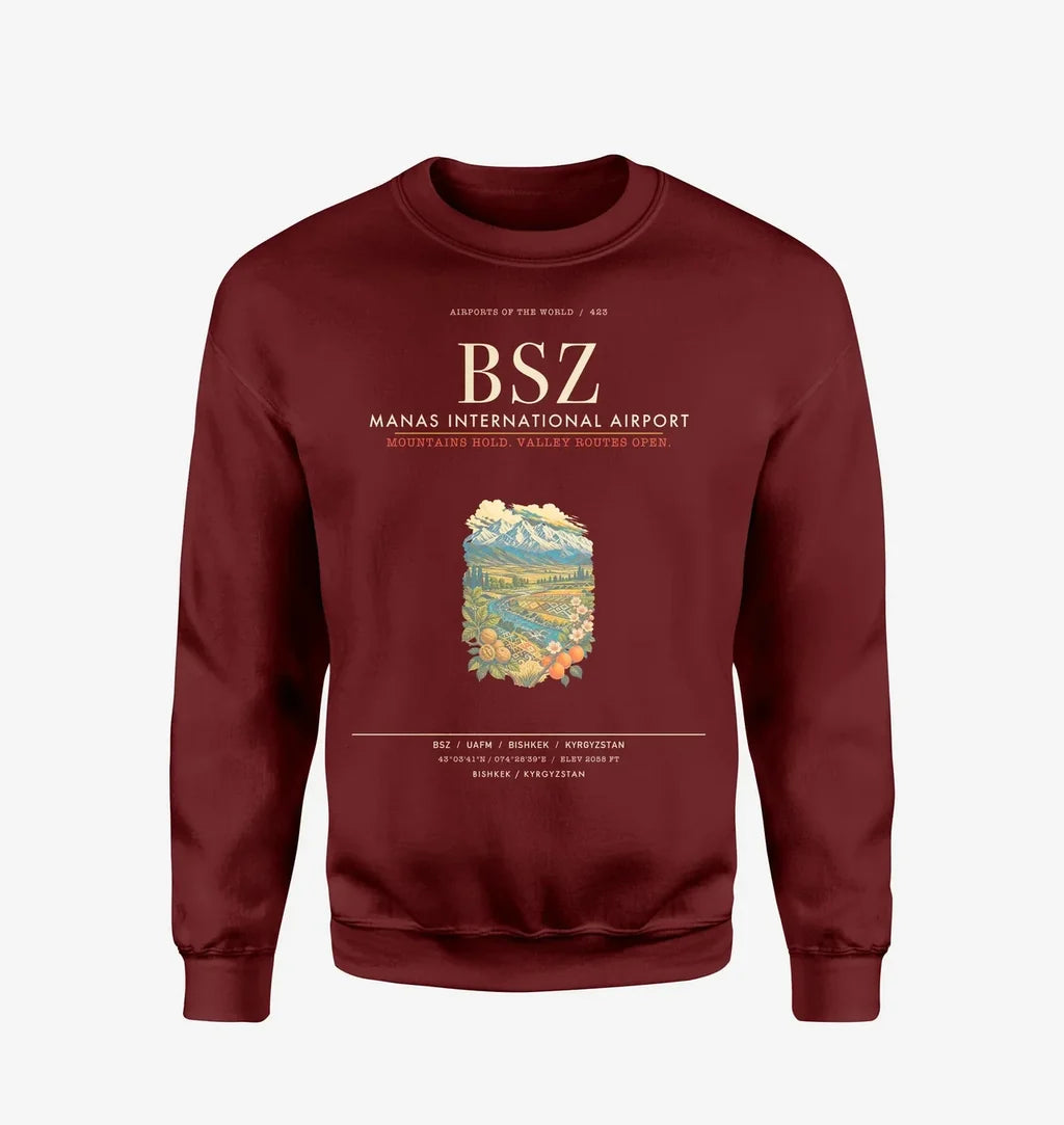 Manas International Airport Bishkek BSZ Sweatshirt - Wine Red