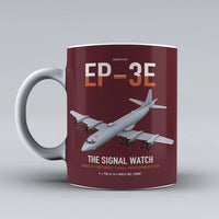 Thumbnail for EP-3E ARIES II design on dark red ceramic mug, double-side print