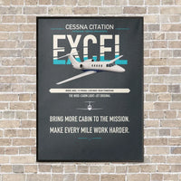 Thumbnail for Cessna Citation Excel vertical canvas print - framed - gray background