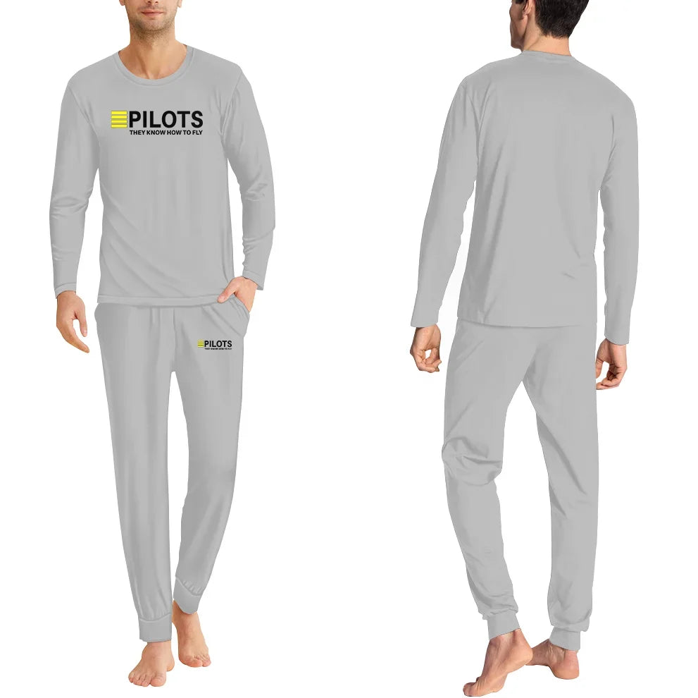 Pilots They Know How To Fly men pajamas - Light Gray