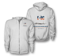 Thumbnail for E-8C Joint STARS design on white premium zipped hoodie, double-side print