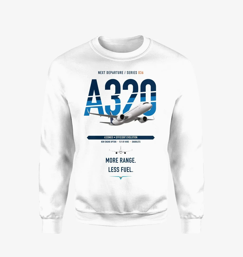 Airbus A320neo design on white sweatshirt