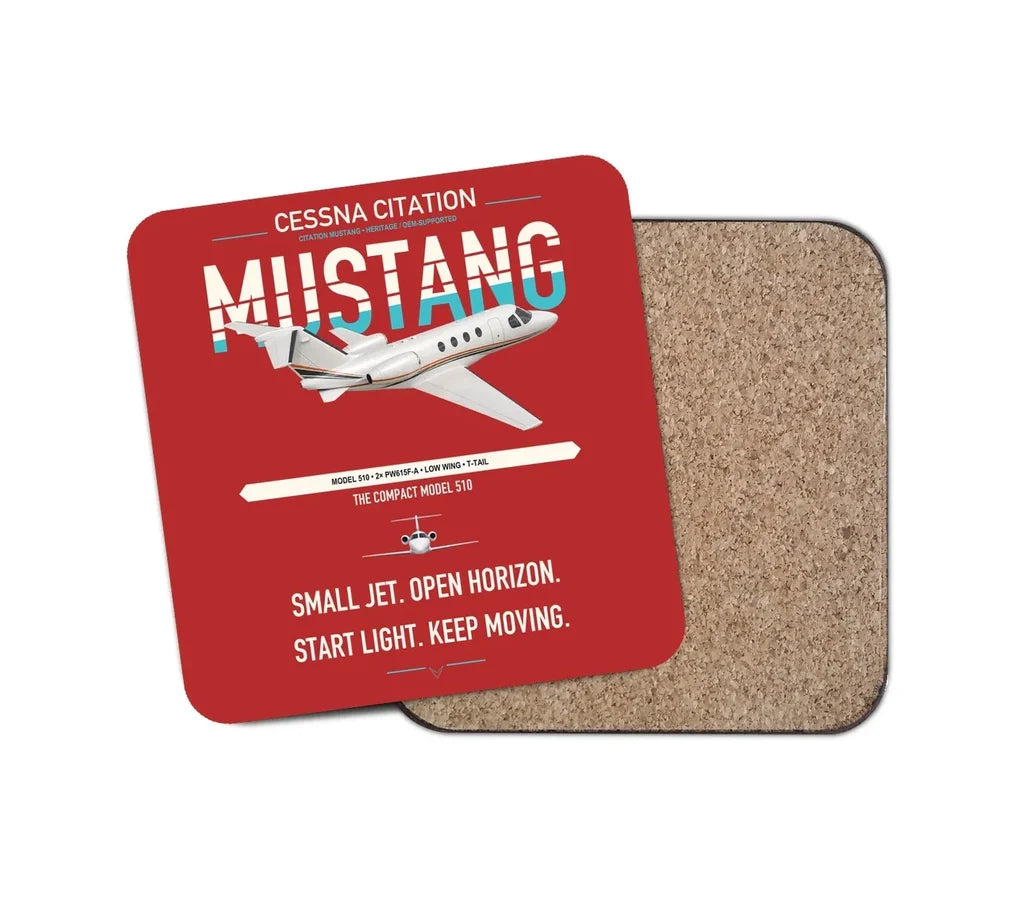 Cessna Citation Mustang design on red 1 piece coaster