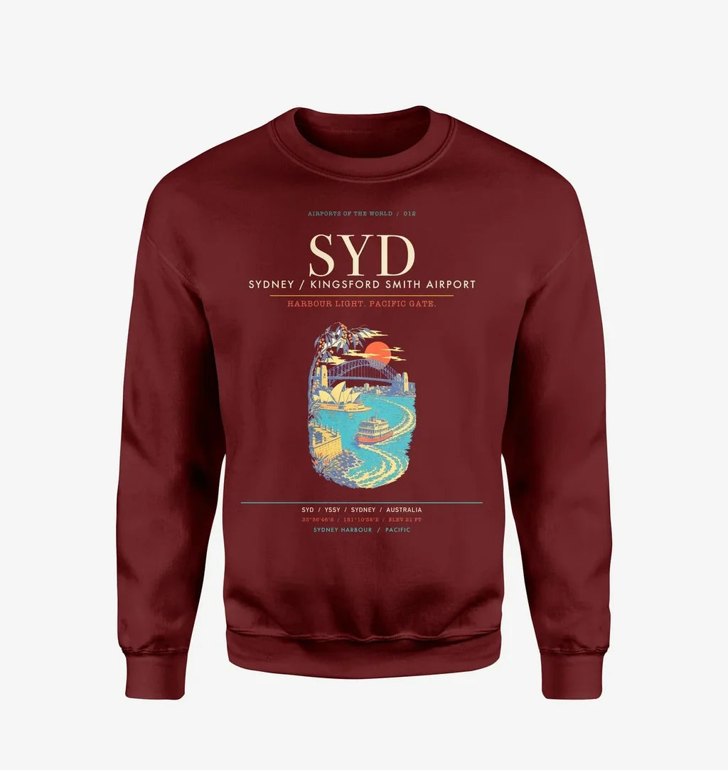 Sydney Kingsford Smith Airport SYD Sweatshirt - Wine Red