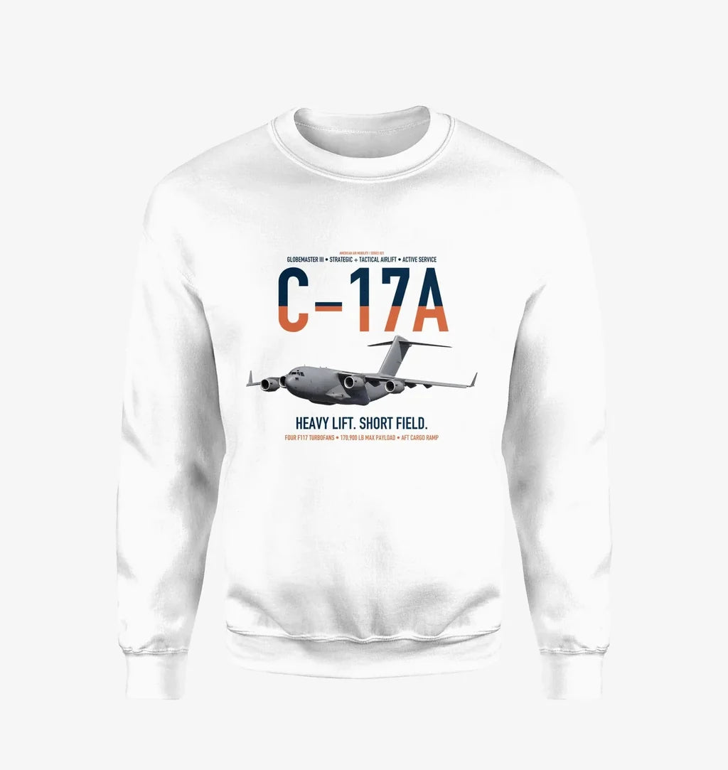 C-17A Globemaster III design on white sweatshirt