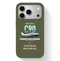 Thumbnail for Beechcraft King Air C90 design on green army magsafe iphone case, for iPhone 17 Pro