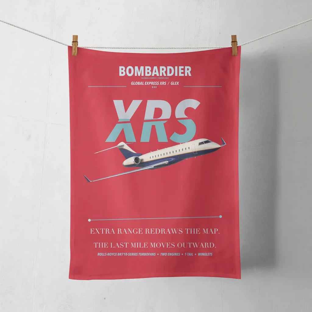 Bombardier Global Express XRS design on red towel