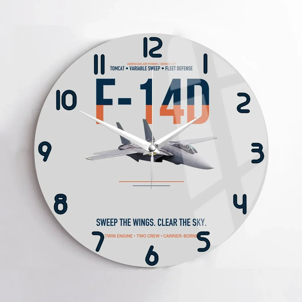 F-14D Tomcat Sweep The Wings Clear The Sky design on light gray no frame wall clock