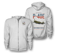 Thumbnail for P-40E Warhawk design on white premium zipped hoodie